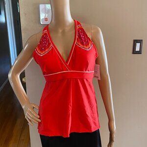Athleta Cozumel Twist Tankini Workout Swim Top NWT Size L/T